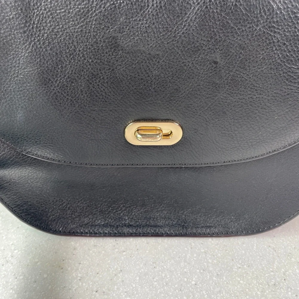 Lo & Sons The Claremont Black Leather Camera Bag Crossbody Purse Gold Hardware